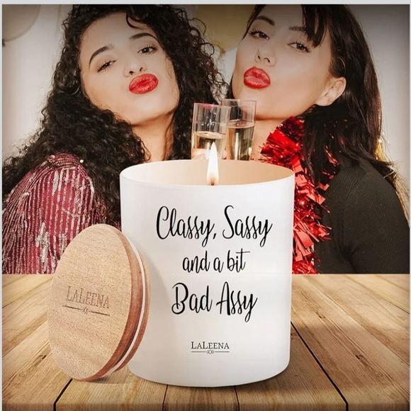 LaLeena Candle Jasmine scent Classy Sassy with Wooden Lid NIB-14oz - Picture 3 of 4